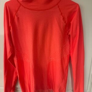 J. Crew/New Balance Vibrant Coral Long Sleeve performance hooded shirt. Size L